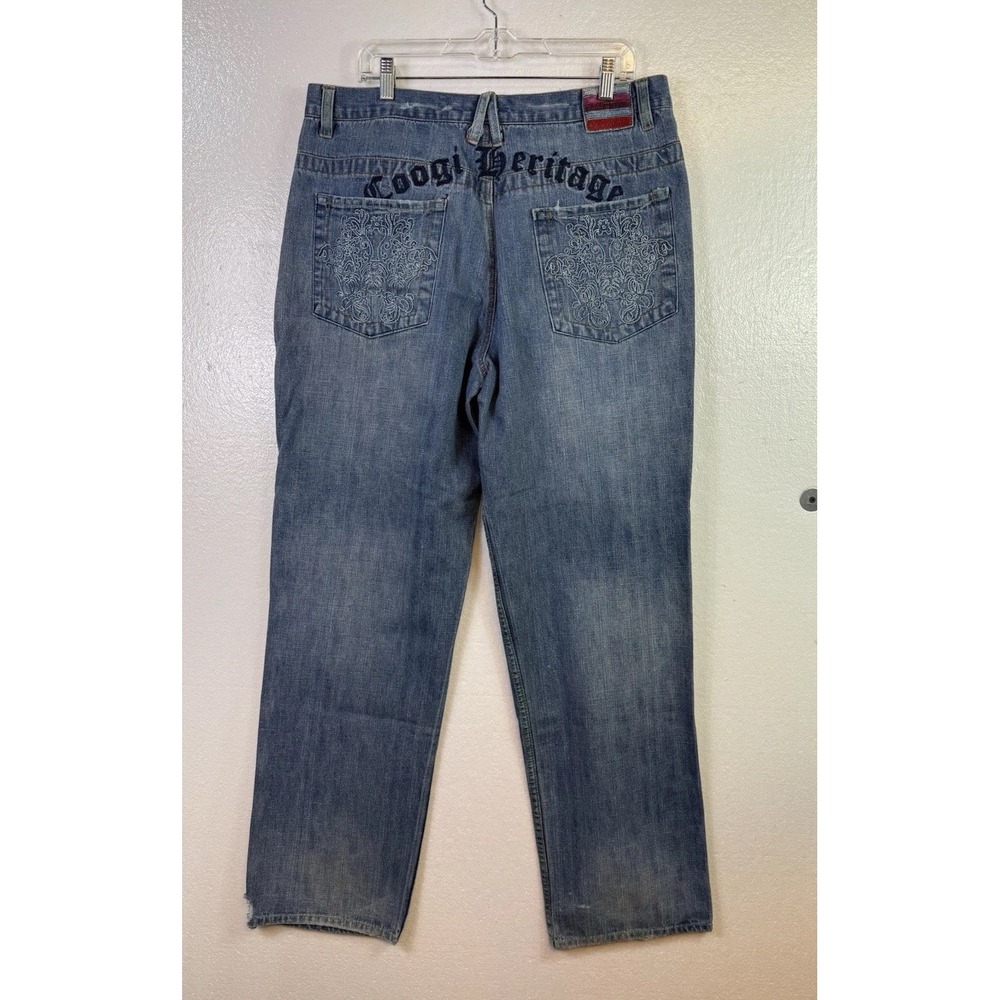Coogi Jeans Mens Size 38 x34 Embroidered Flag Hip‎ Hop Baggy Y2K Distressed